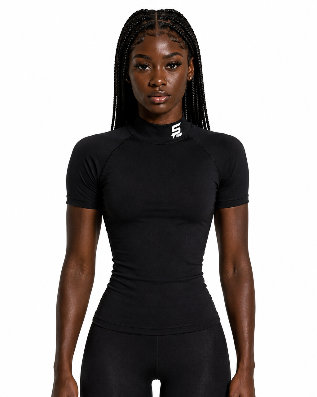 $HHH® Mock Neck Short Sleeve Compression Shirt