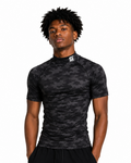 Black Camouflage $HHH® Mock Neck Short Sleeve Compression Shirt