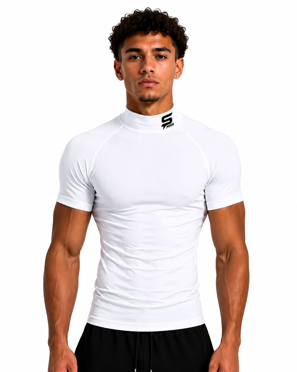 $HHH® Mock Neck Short Sleeve Compression Shirt